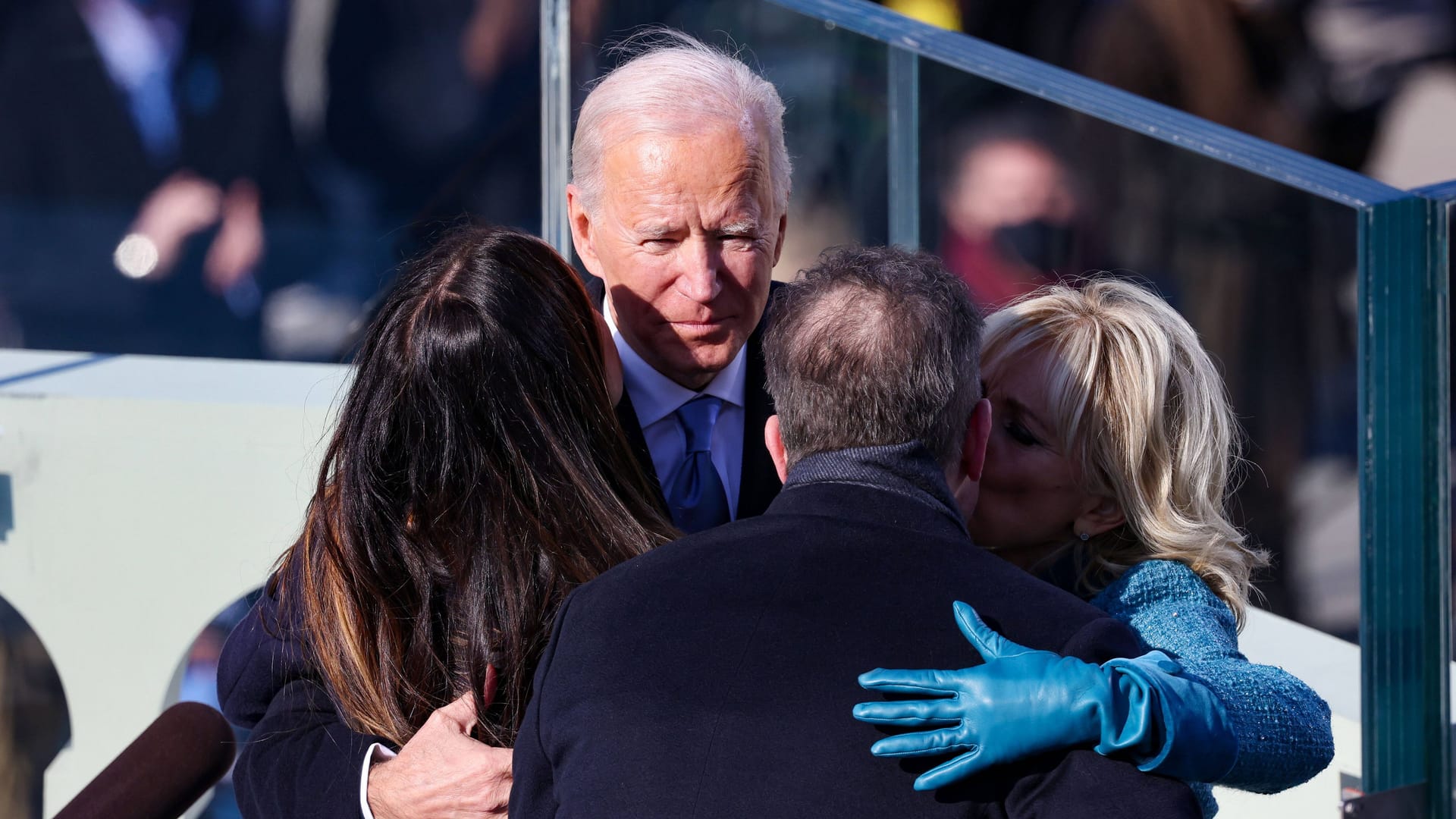 Joe Biden mit seiner Frau Jill (r.) und den Kindern Hunter und Ashley (l.).