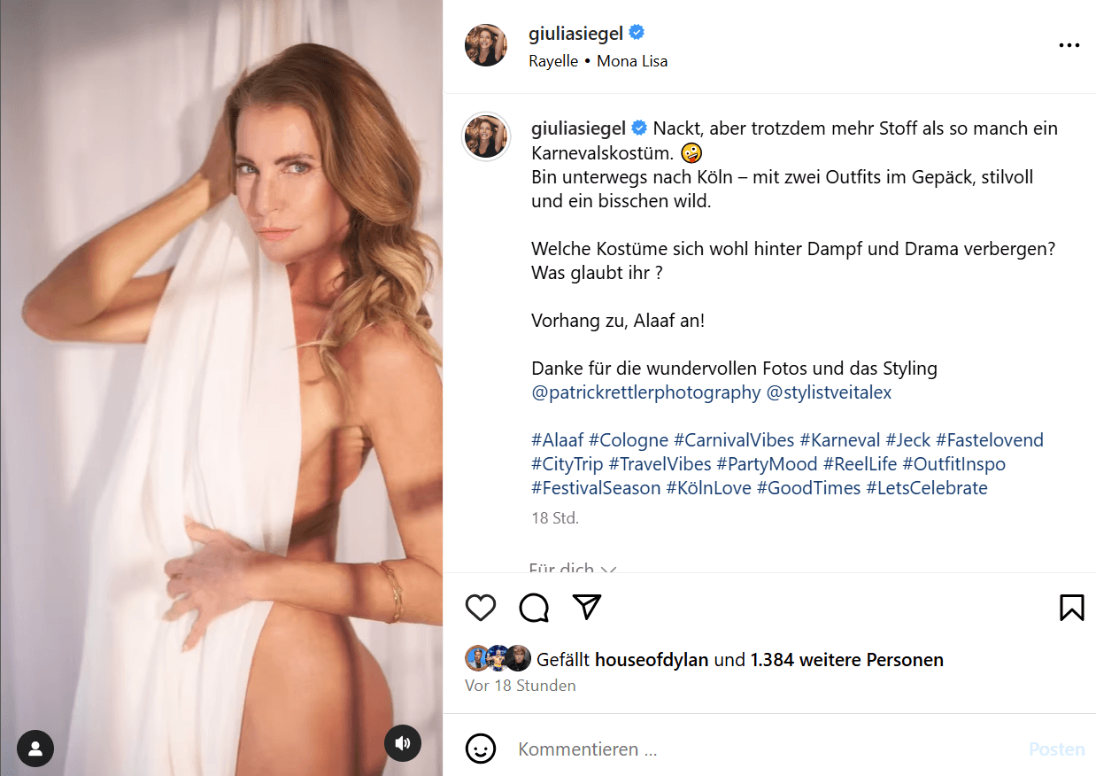 Giulia Siegel: Das Model zeigt sich nackt.