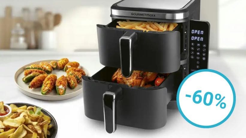 Airfryer mit 150 Euro Rabatt: Den Ninja-Konkurrenten von Gourmetmaxx gibt es bei Aldi jetzt so günstig wie nie zuvor.