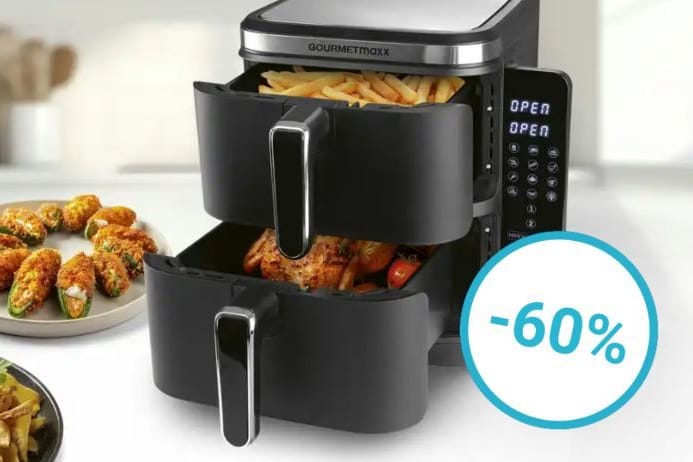 Airfryer mit 150 Euro Rabatt: Den Ninja-Konkurrenten von Gourmetmaxx gibt es bei Aldi jetzt so günstig wie nie zuvor.