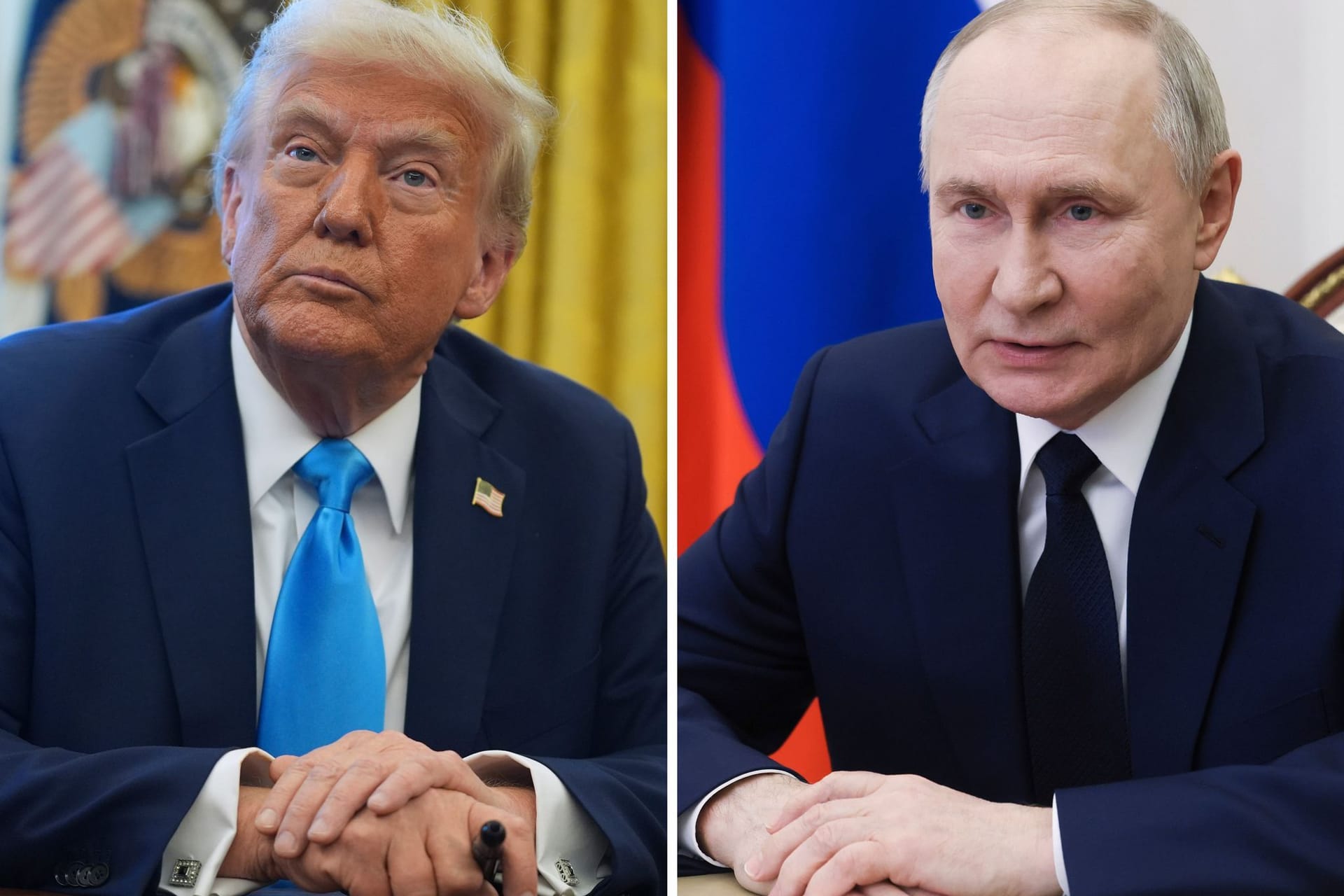 US-Präsident Donald Trump (l.) im Weißen Haus und der russischen Machthaber Wladimir Putin.