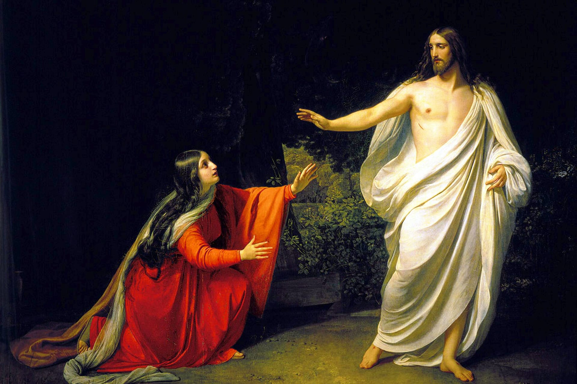 Ein Gemälde zeigt Maria Magdalena und Jesus: Traditionell wird der Sohn Gottes mit langen Haaren dargestellt.