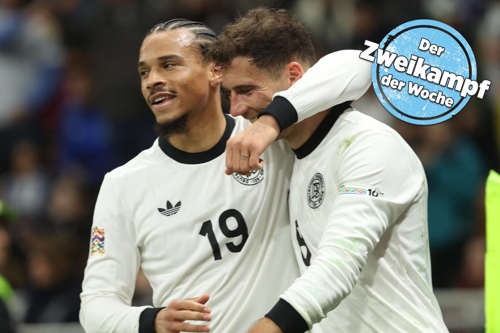 Leroy Sané (l.) und Leon Goretzka haben eine bewegte Länderspielwoche hinter sich - mit einem glücklichen Ausgang.