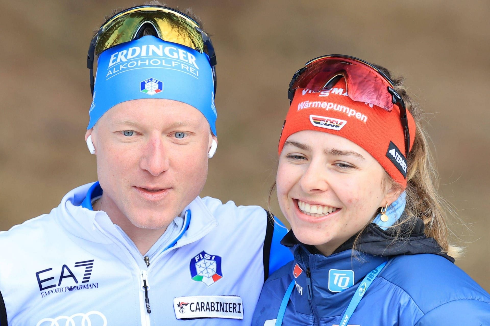 Ein Paar: Italiens Lukas Hofer (li.) und Johanna Puff.