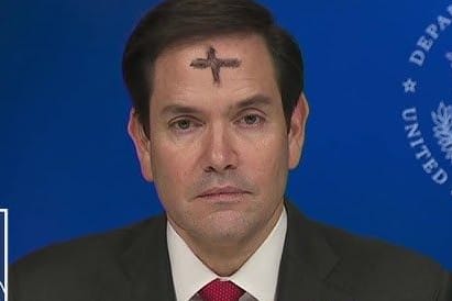 Marco Rubio bei Fox News: Der Außenminister trug ein Aschenkreuz auf der Stirn.