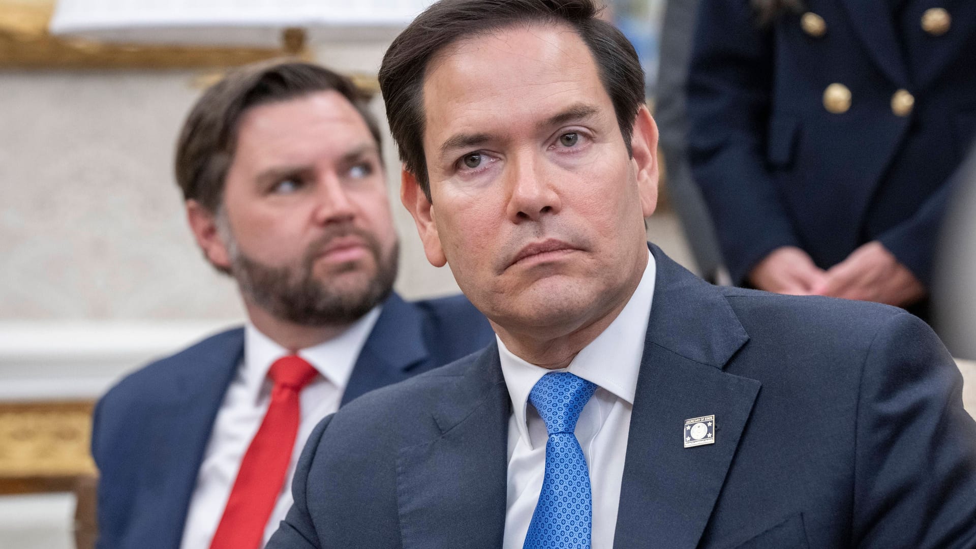 US-Außenminister Marco Rubio (r.): Um seine Teilnahme bei einem Ukraine-Treffen gab es Verwirrung.