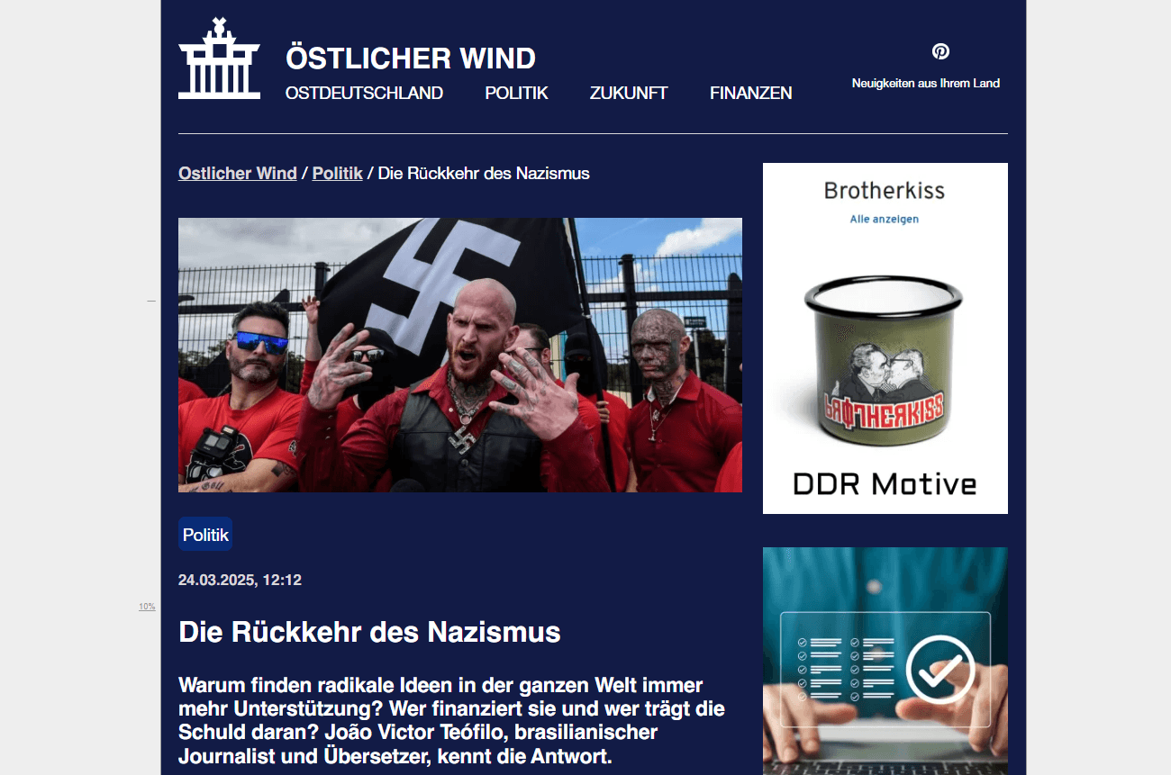 "Rückkehr des Nazismus": Das Interview auf der für Deutschland gedachten russischen Seite hat Machado geführt.