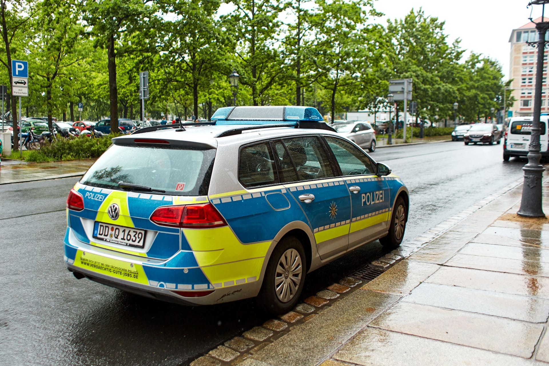 Polizeiauto in Dresden (Symbolbild): Die Unfallstatistik hat sich im Jahr 2024 kaum verändert.