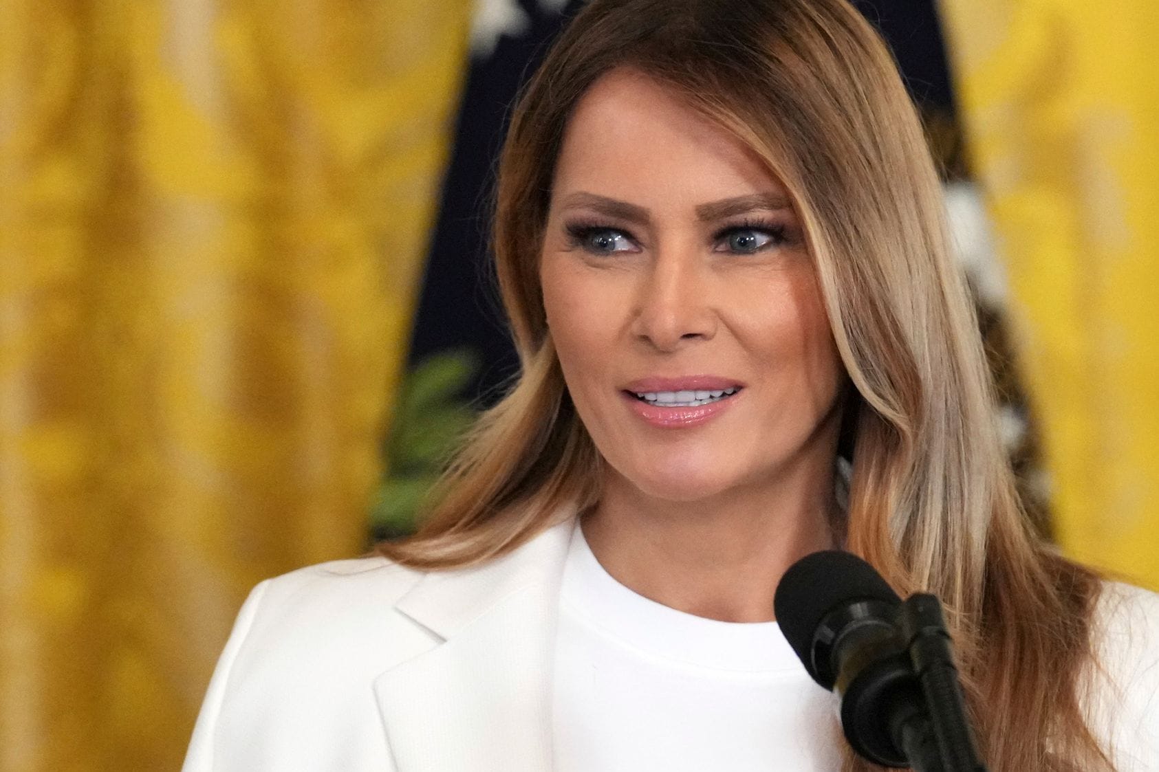 US-First Lady Melania Trump spricht am im East Room des Weißen Hauses bei einer Veranstaltung für Soldatenmütter. US-First Lady Melania Trump spricht am im East Room des Weißen Hauses bei einer Veranstaltung für Soldatenmütter.