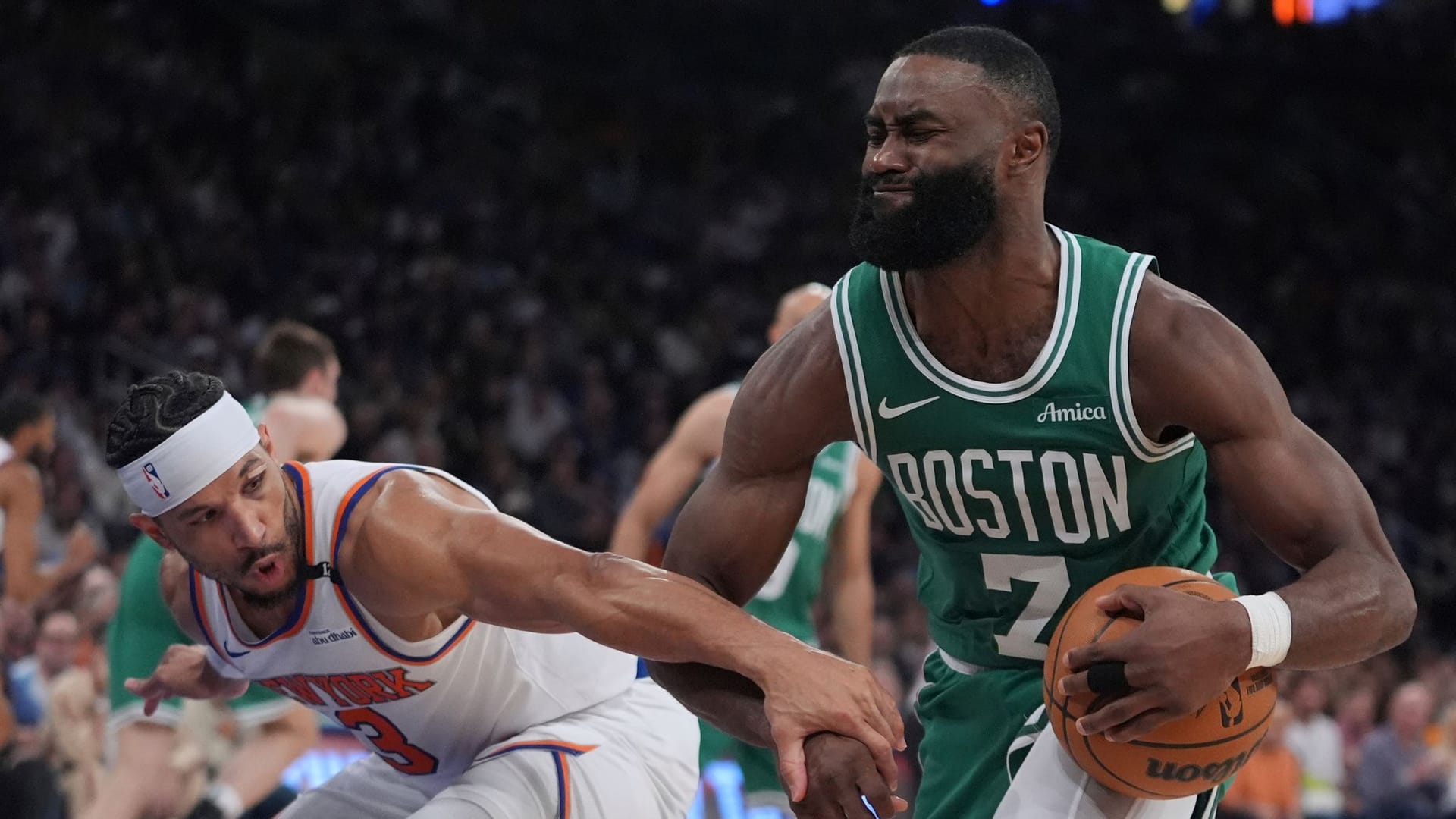 Dieses Mal reichte es nicht: Jaylen Brown (r.) und die Boston Celtics sind raus.