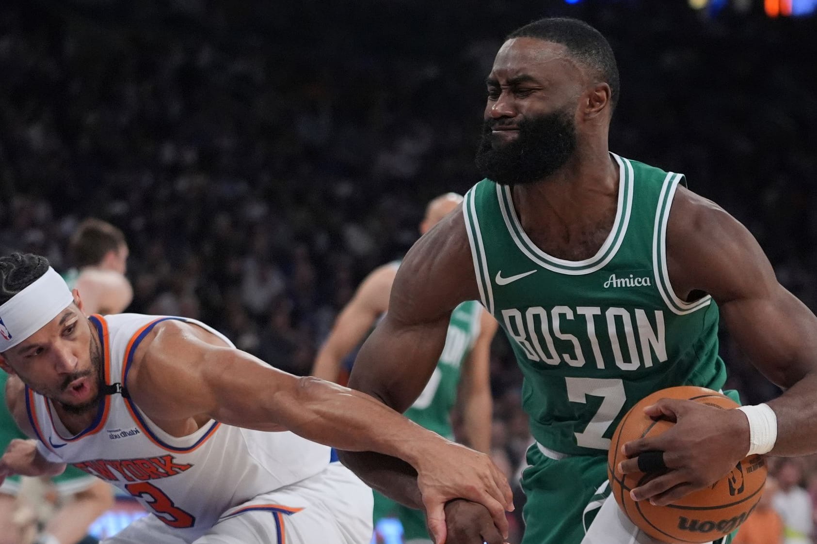 Dieses Mal reichte es nicht: Jaylen Brown (r.) und die Boston Celtics sind raus.