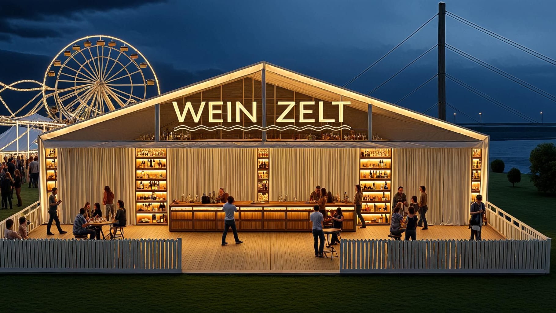 Eine Visualisierung des neuen Weinzelts auf der Rheinkirmes: Es wird eine Premiere 2025 sein. Eine Visualisierung des neuen Weinzelts auf der Rheinkirmes: Es wird eine Premiere 2025 sein.
