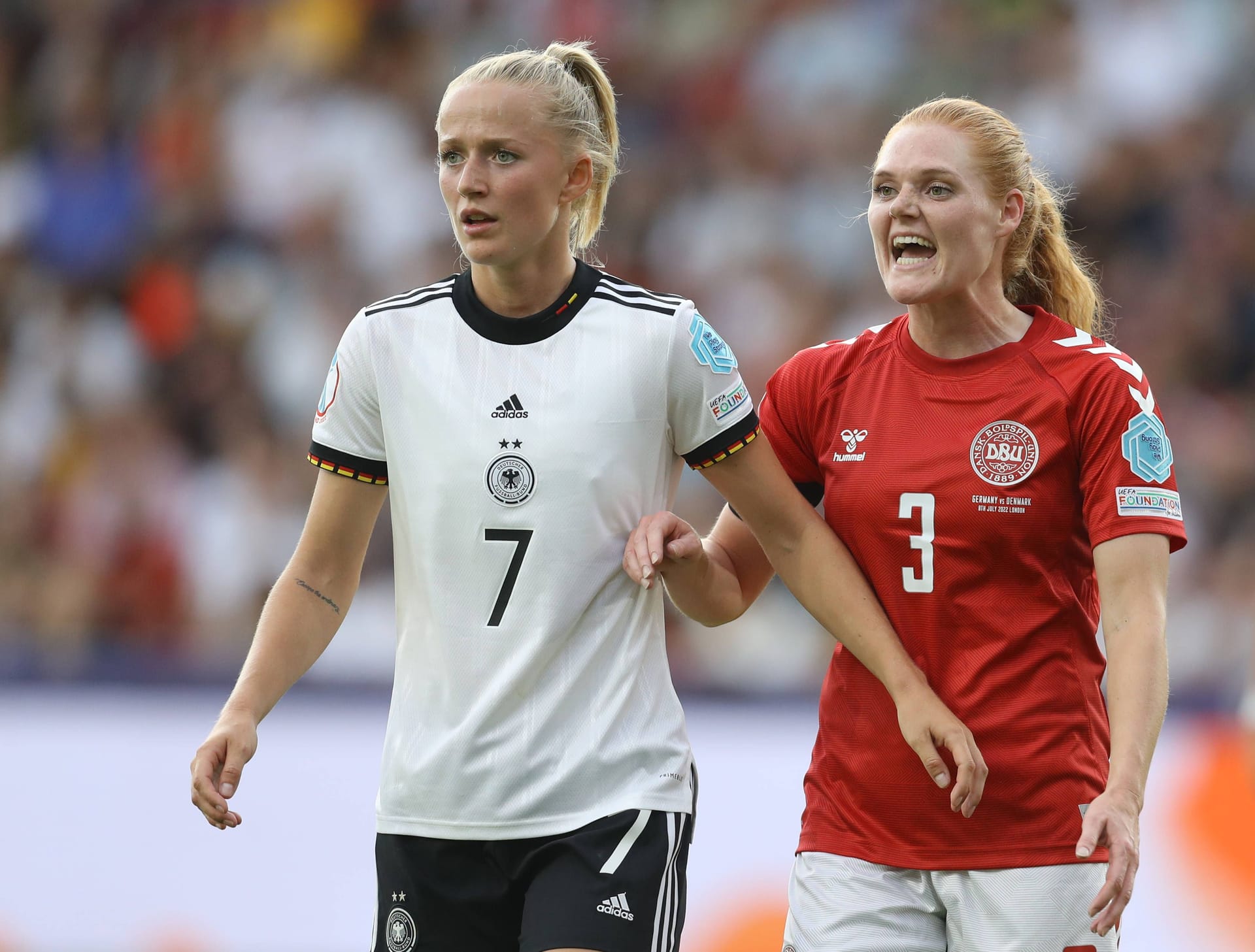 Lea Schüller (l.) und Stine Pedersen: Die DFB-Stürmerin steuerte damals ein Tor bei.
