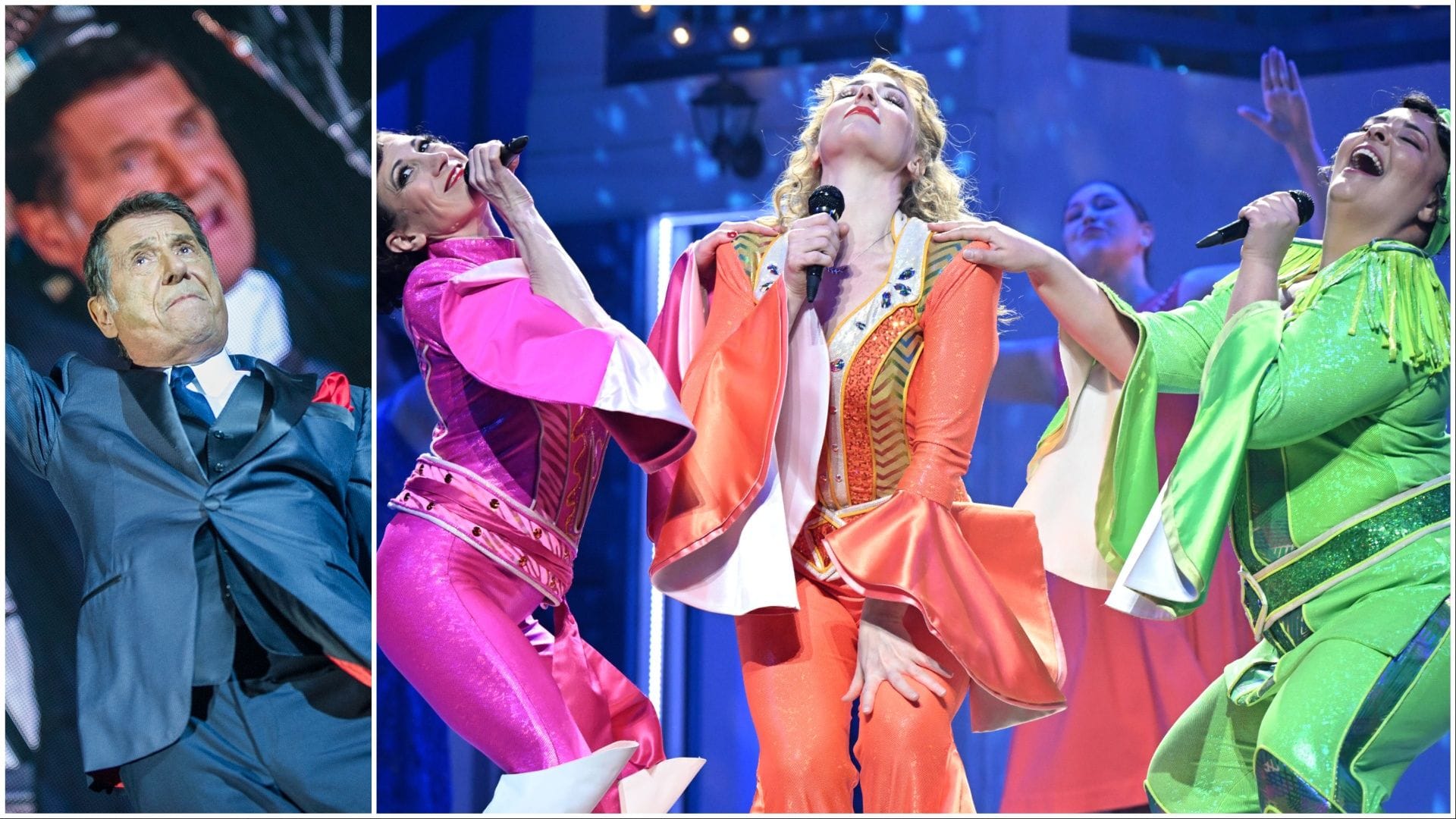Udo Jürgens und Darstellerinnen im Musical "Mamma Mia!" (Collage): Ihre Songs stehen im Mittelpunkt des Konzerts. Udo Jürgens und Darstellerinnen im Musical "Mamma Mia!" (Collage): Ihre Songs stehen im Mittelpunkt des Konzerts.
