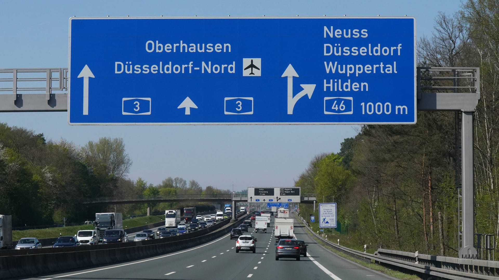 Die Autobahn 46 bei Düsseldorf (Archivbild): Die Sperrung erfolgt kurzfristig. Die Autobahn 46 bei Düsseldorf (Archivbild): Die Sperrung erfolgt kurzfristig.