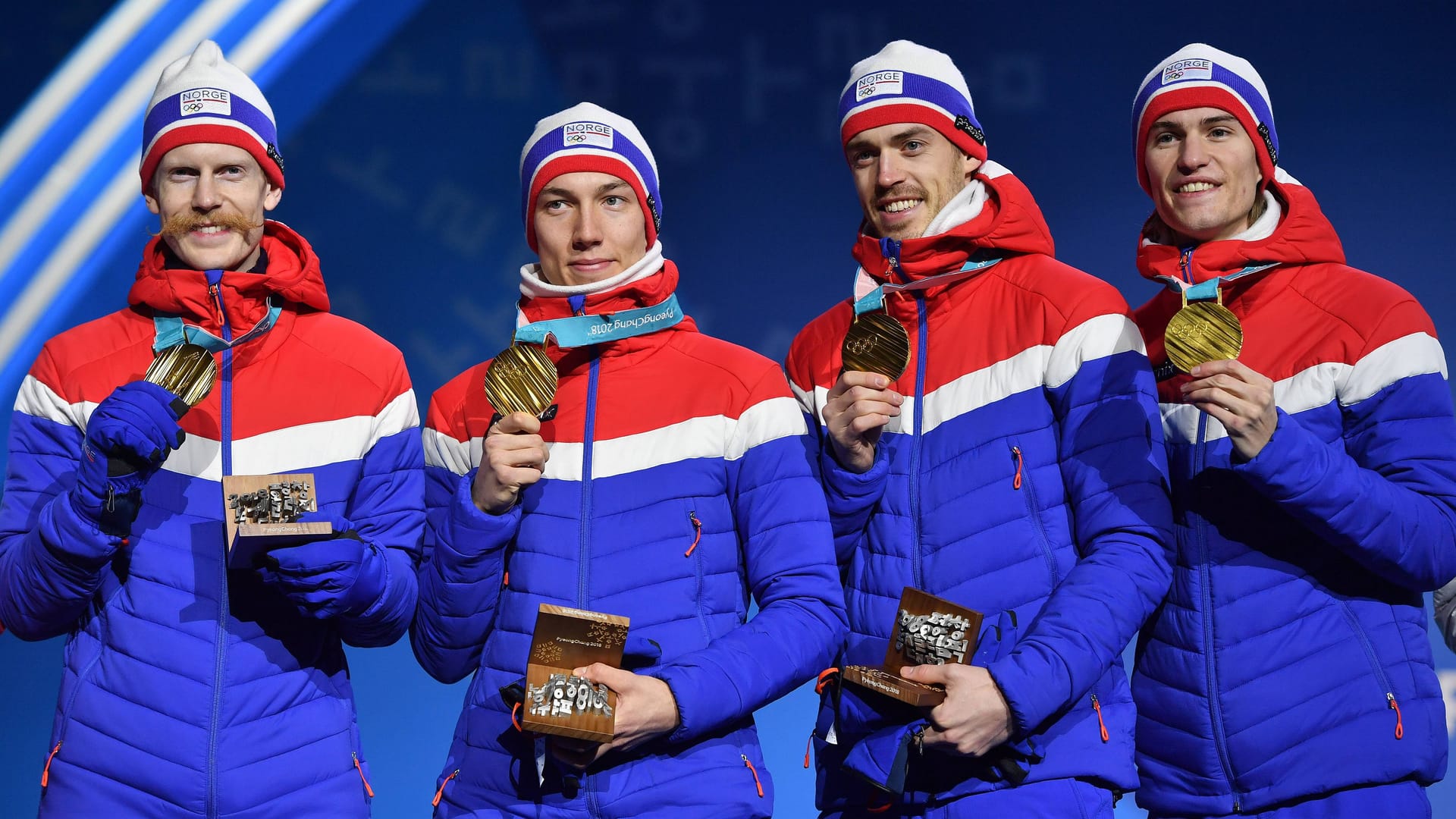 Robert Johansson (l.) bei Olympiasieg mit Norwegen in Pyeongchang.