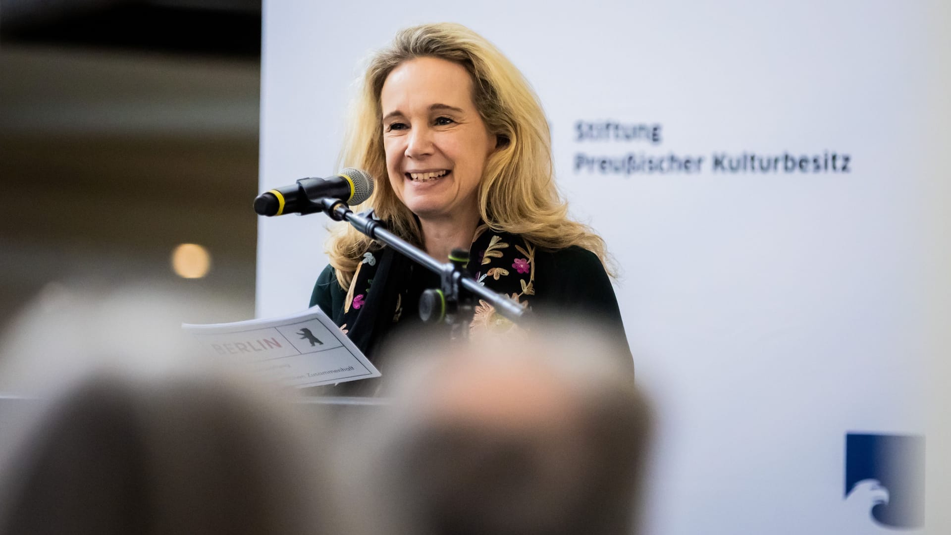 Sarah Wedl-Wilson, Staatssekretärin für Kultur des Landes Berlin, spricht bei einer Veranstaltung Sarah Wedl-Wilson, Staatssekretärin für Kultur des Landes Berlin, spricht bei einer Veranstaltung