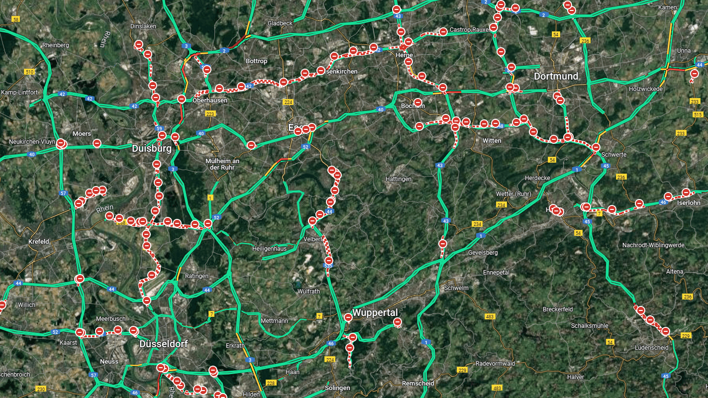 Vollsperrungen überall: Dass es in NRW teils voll auf den Autobahnen ist, weiß wohl jeder – aber so viele Vollsperrungen wären eher ungewöhnlich.