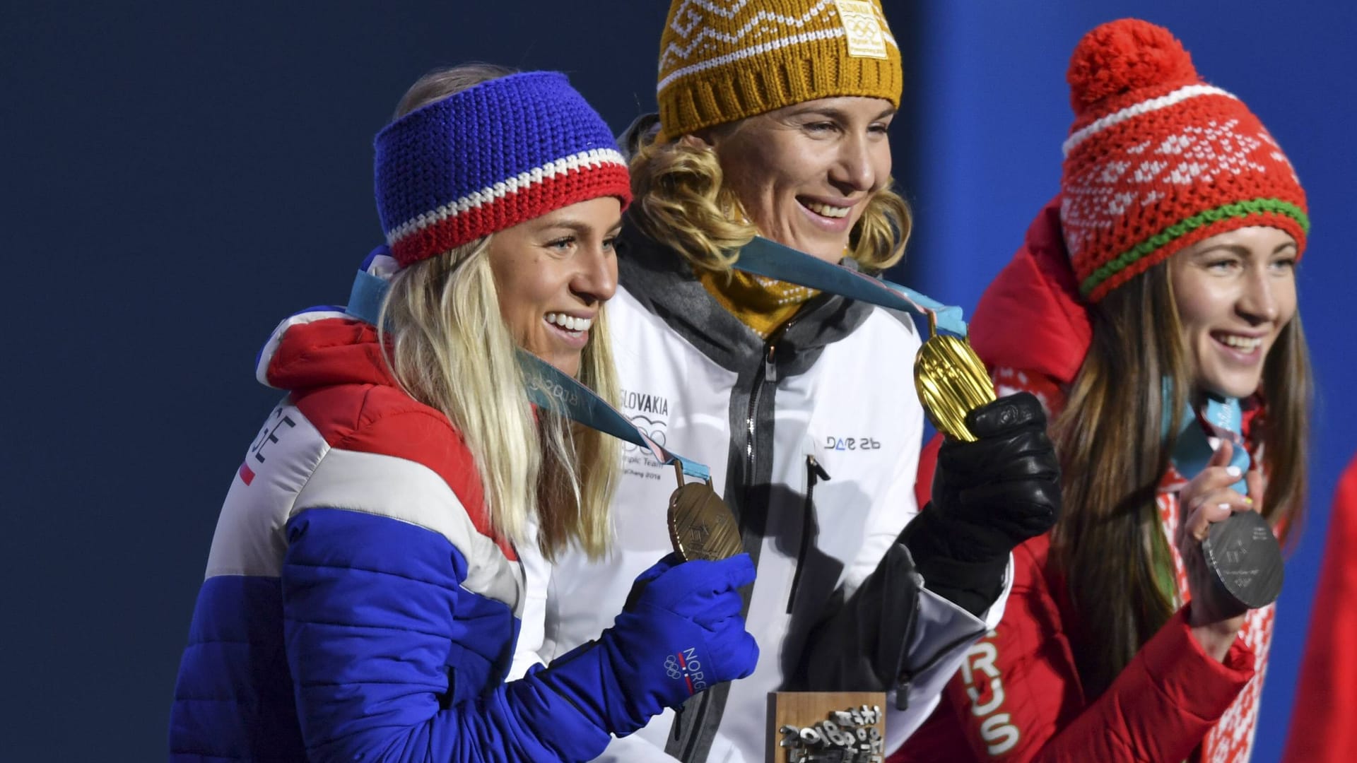 Tiril Eckhoff (l.) bei den Olympischen Spielen 2018 in Pyeongchang.