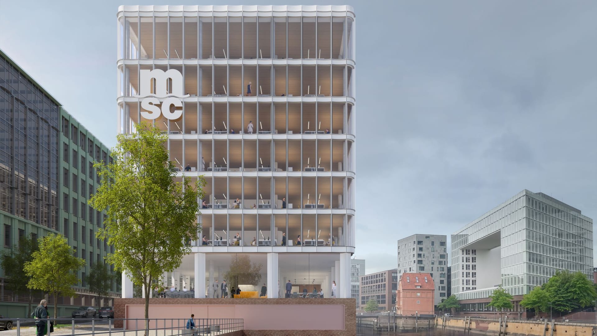 Blickfang in der Hafencity: Der Entwurf für die neue MSC-Zentrale setzt auf klare Formen und nachhaltige Materialien. Blickfang in der Hafencity: Der Entwurf für die neue MSC-Zentrale setzt auf klare Formen und nachhaltige Materialien.