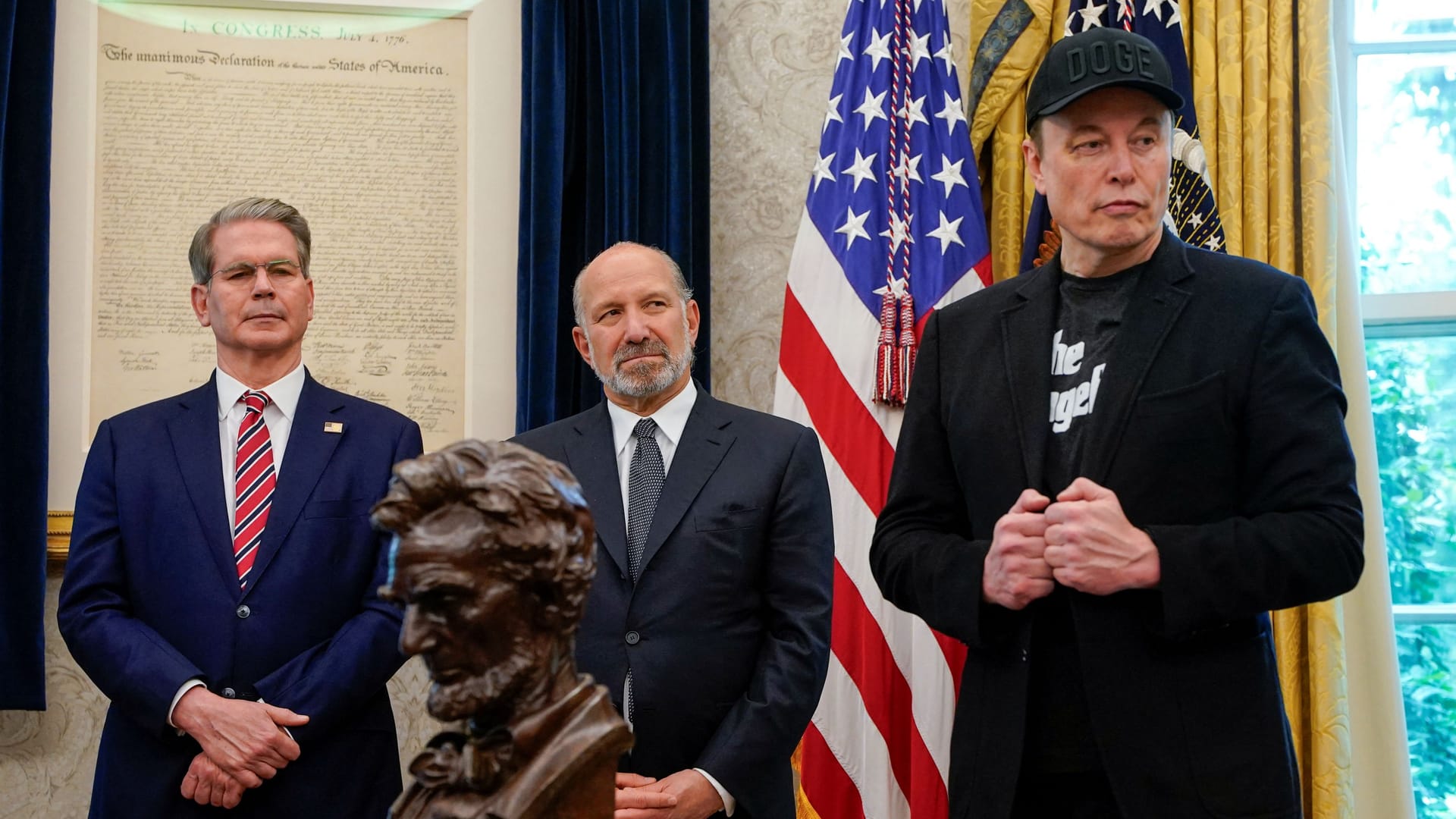 Finanzminister Scott Bessent (links) und Elon Musk (rechts): wütende Auseinandersetzungen.