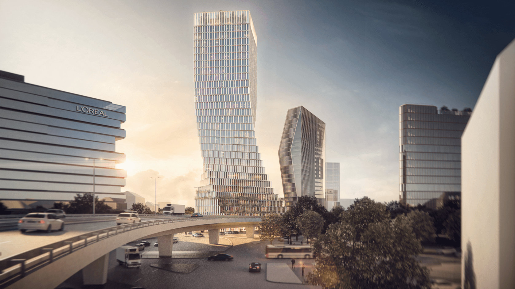 Das Hochhaus "Twist" am Kennedydamm: Ein Entwurf zeigt das spektakuläre Bauprojekt.