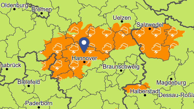 In der Region rund um Hannover warnt der DWD am Freitagnachmittag vor Unwettern.