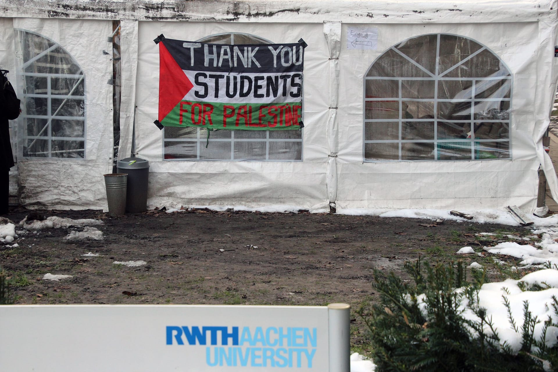 Das "Camp for Gaza" an der RWTH im Januar: Die Universität fordert Schadensersatz von Aktivisten.