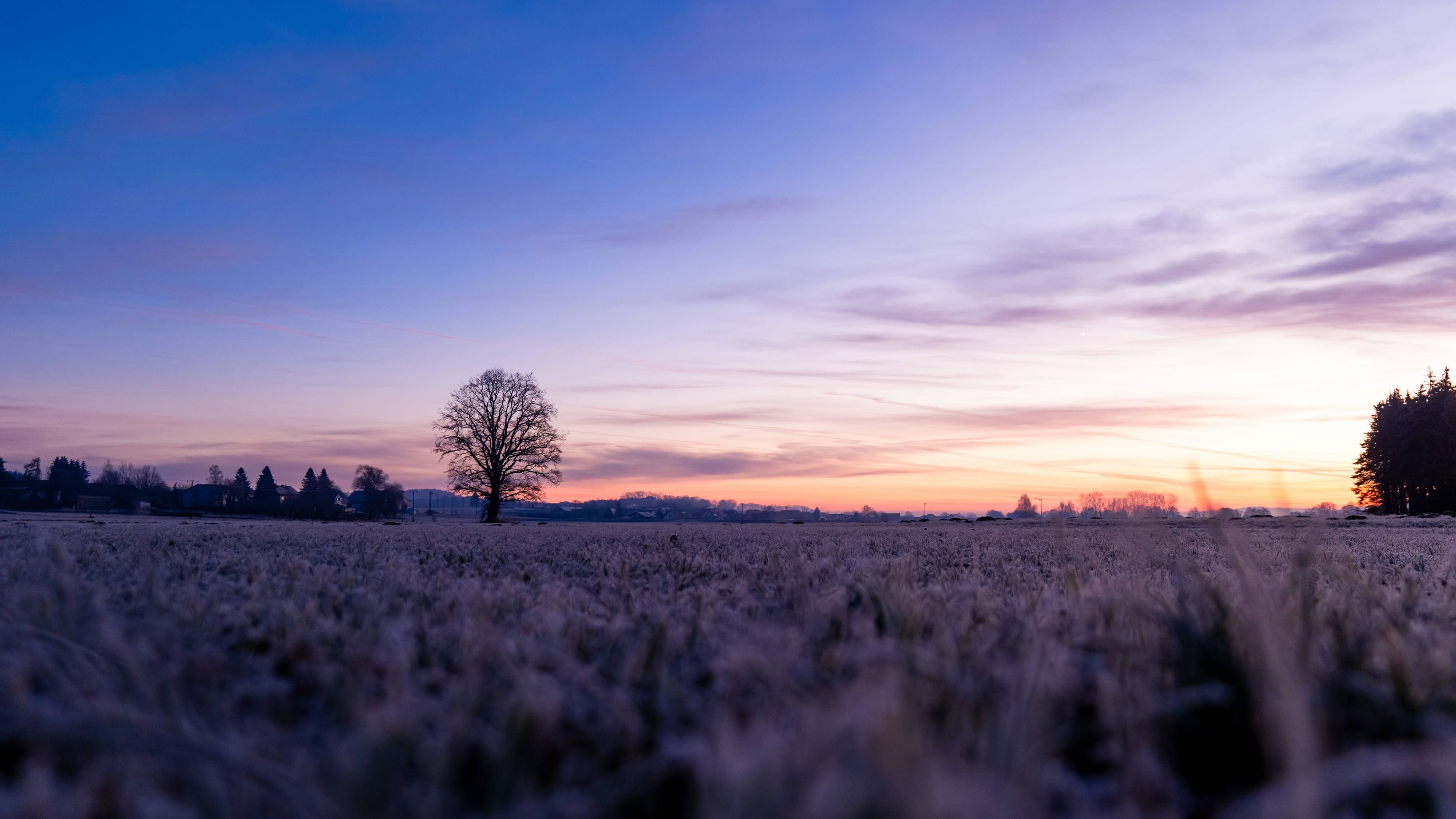 Sonnenaufgang an einem frostigen Wintermorgen im Landkreis Freising in Bayern (Symbolbild): In der Nacht sanken die Temperaturen vielerorts unter den Gefrierpunkt.