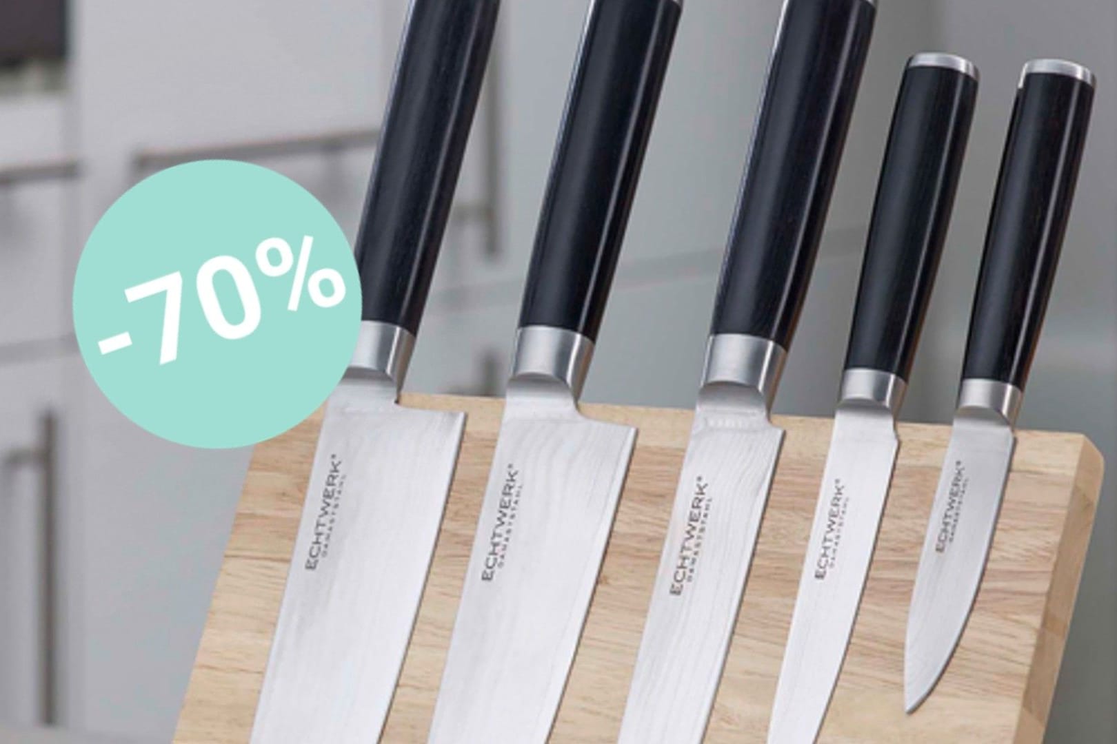 Wieder erhältlich: Hochwertige Damastmesser von Echtwerk – jetzt bei Aldi im praktischen Set inklusive stylischem Magnet-Messerblock.