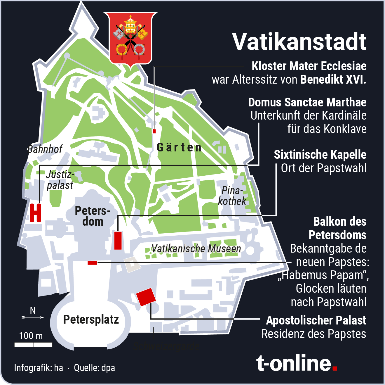 Die wichtigsten Adressen im Vatikan: Das Konklave selbst findet in der Sixtinischen Kapelle statt.