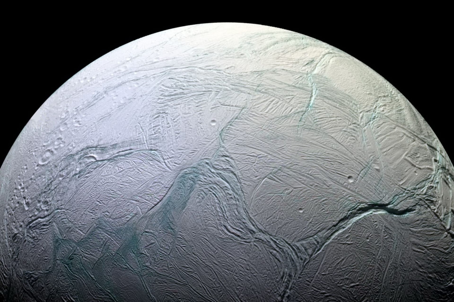 Enceladus the sixth largest moon of planet Saturn.