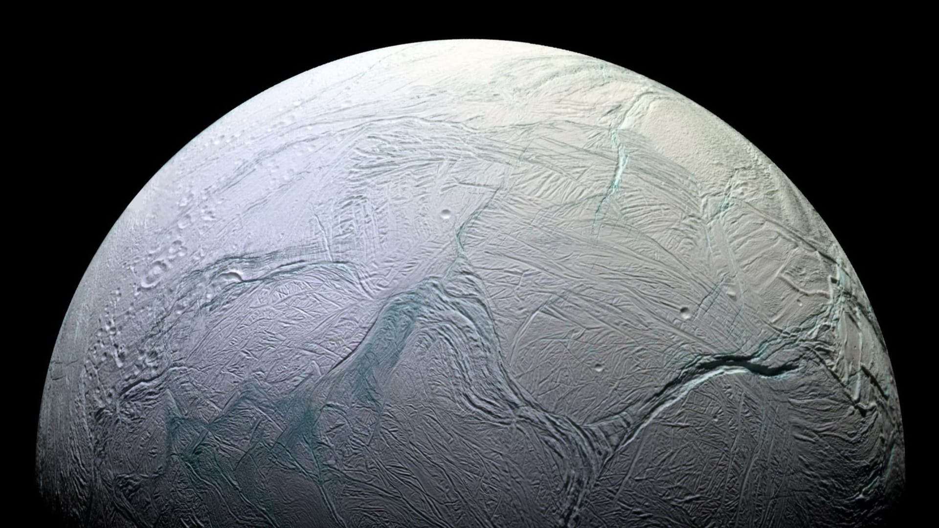 Enceladus the sixth largest moon of planet Saturn. Enceladus the sixth largest moon of planet Saturn.