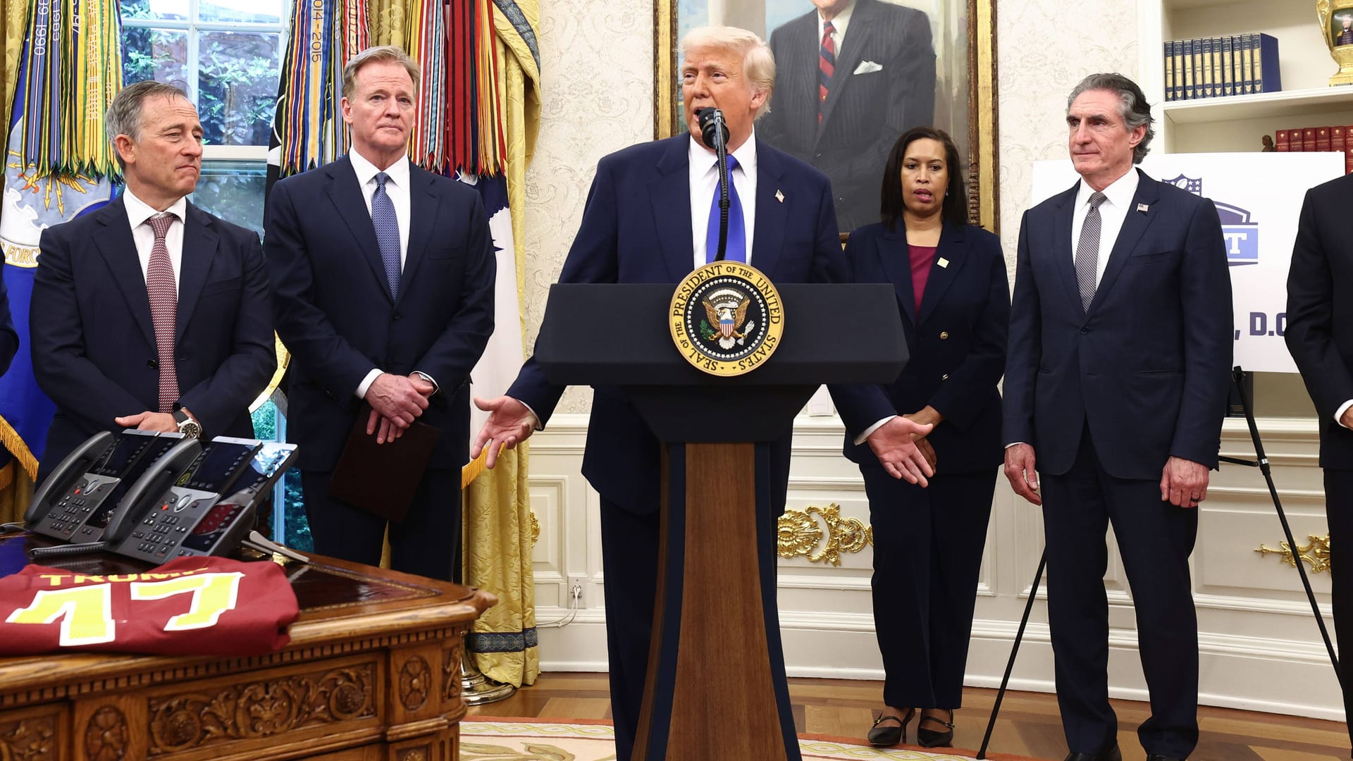 Donald Trump während der Pressekonferenz im Weißen Haus.