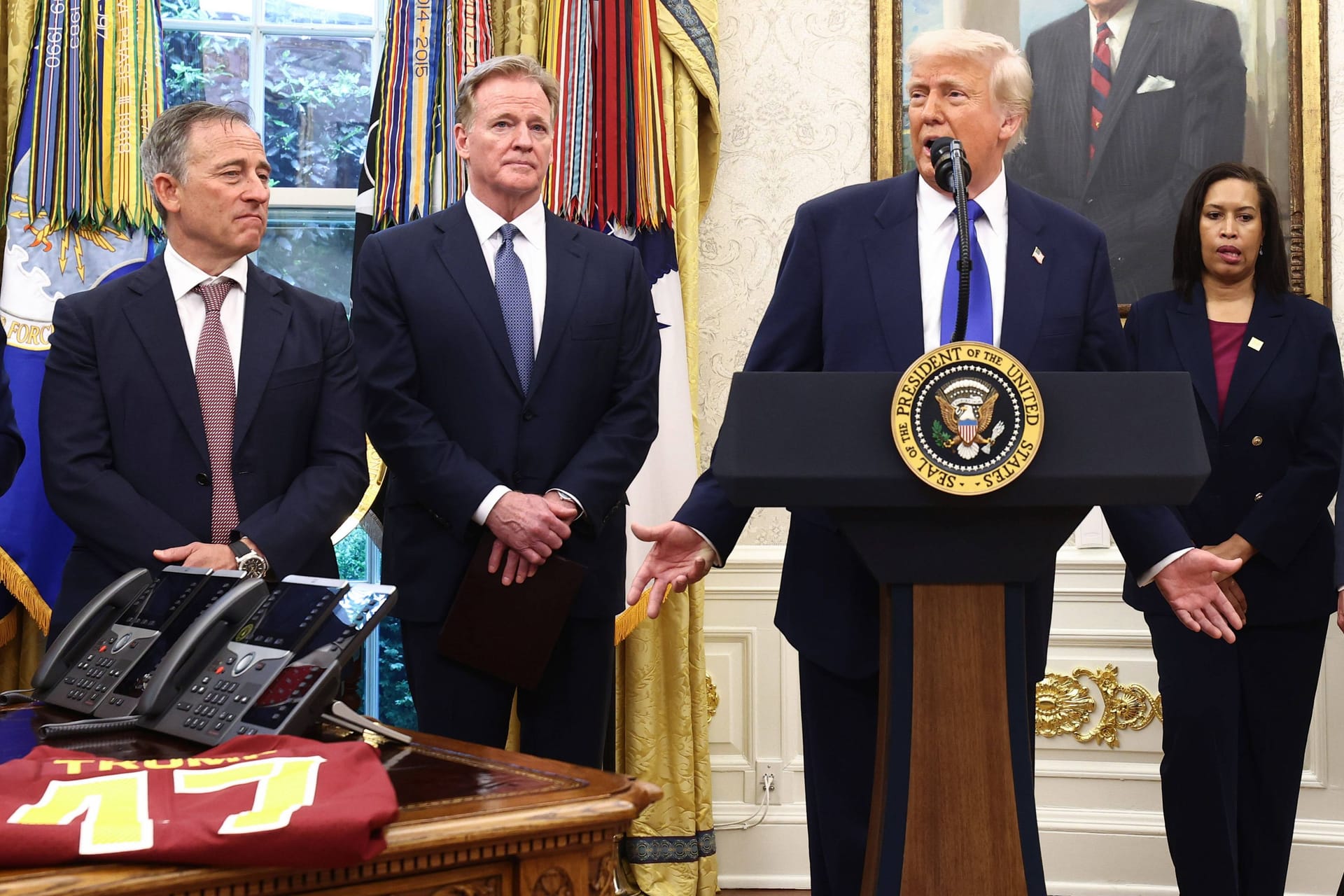 Donald Trump während der Pressekonferenz im Weißen Haus.
