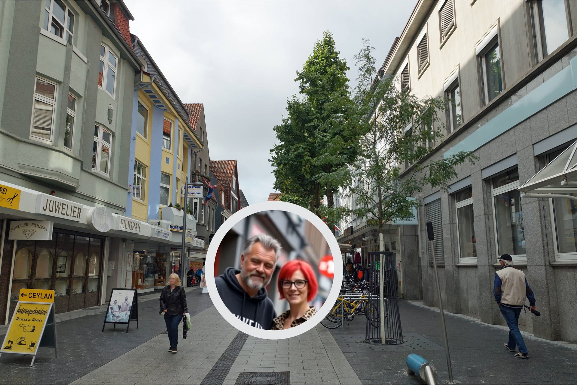 Blick in die Fußgängerzone von Delmenhorst (Archivbild): Die Künstliche Intelligenz hat genaue Vorstellungen von Delmenhorstern.