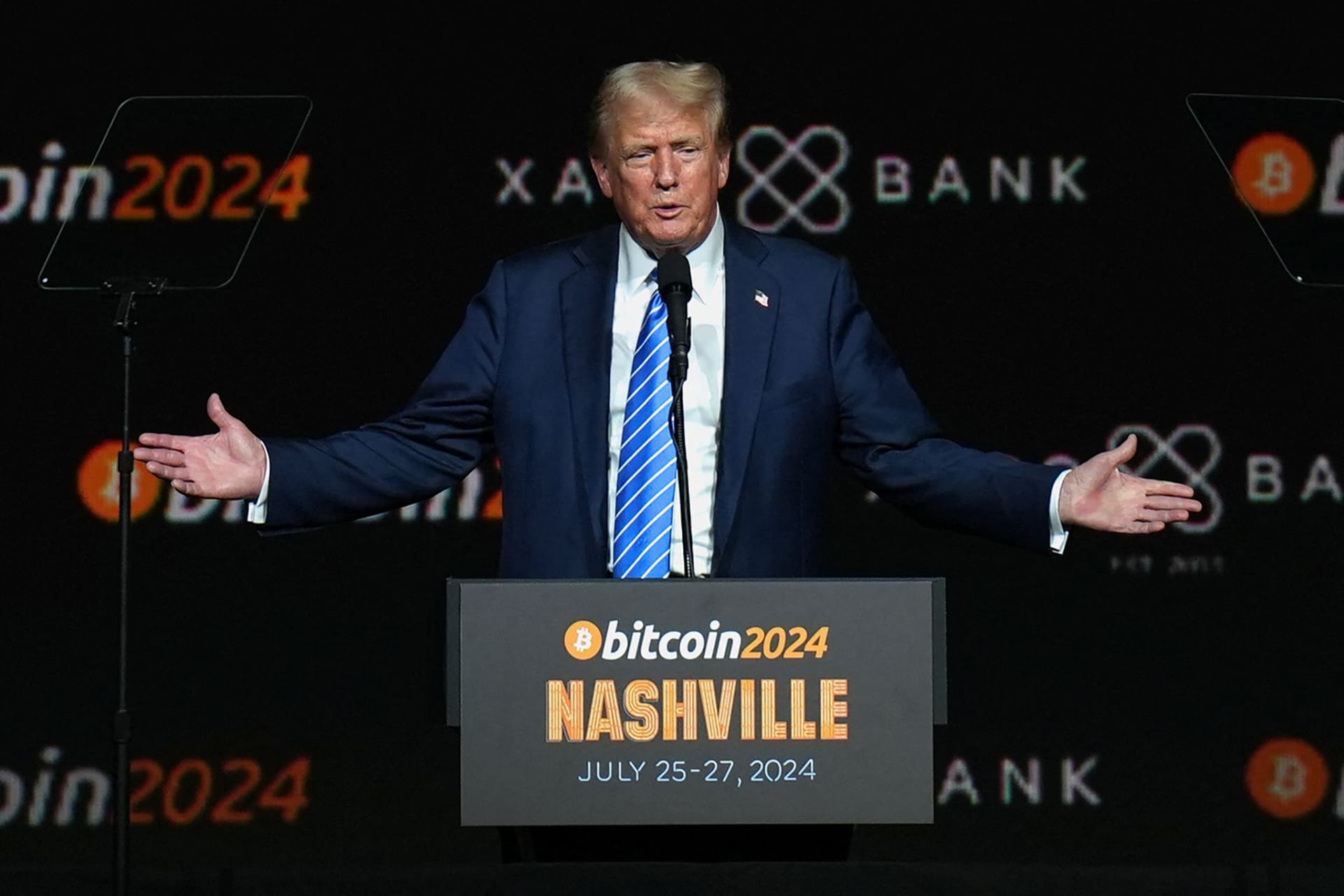 Trump bei der Bitcoin-Messe 2024 in Tennessee: Der selbsternannte Krypto-Präsident.