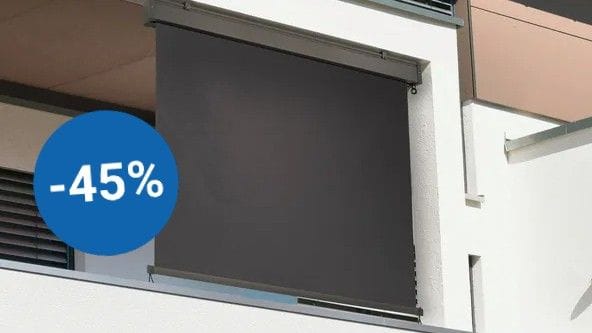 Mit einer Senkrechtmarkise schaffen Sie sich einen geschützten Rückzugsraum. Bei Aldi ist aktuell ein Modell von Kensho im Angebot.