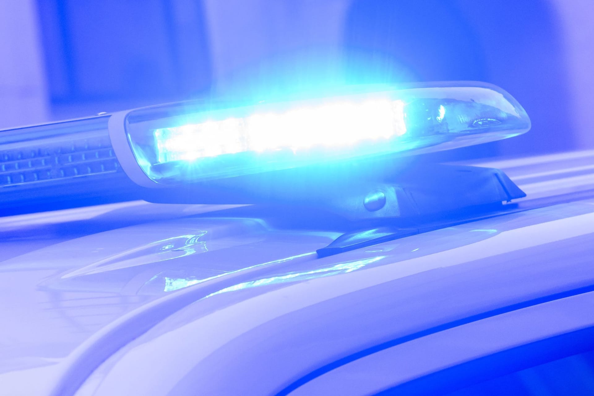 Blaulicht auf Polizeifahrzeug: Ungebetene Gäste stören Party - Polizei muss eingreifen.