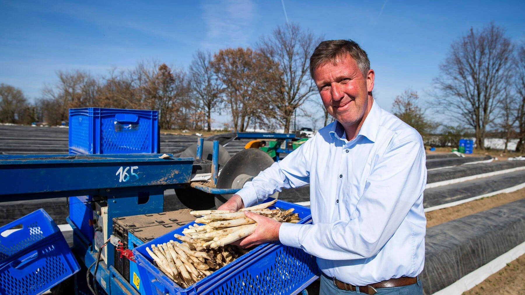 Jürgen Jakobs, Vorsitzender des Beelitzer Spargelvereins (Archivbild): Die Saison verlaufe aktuell durchwachsen.