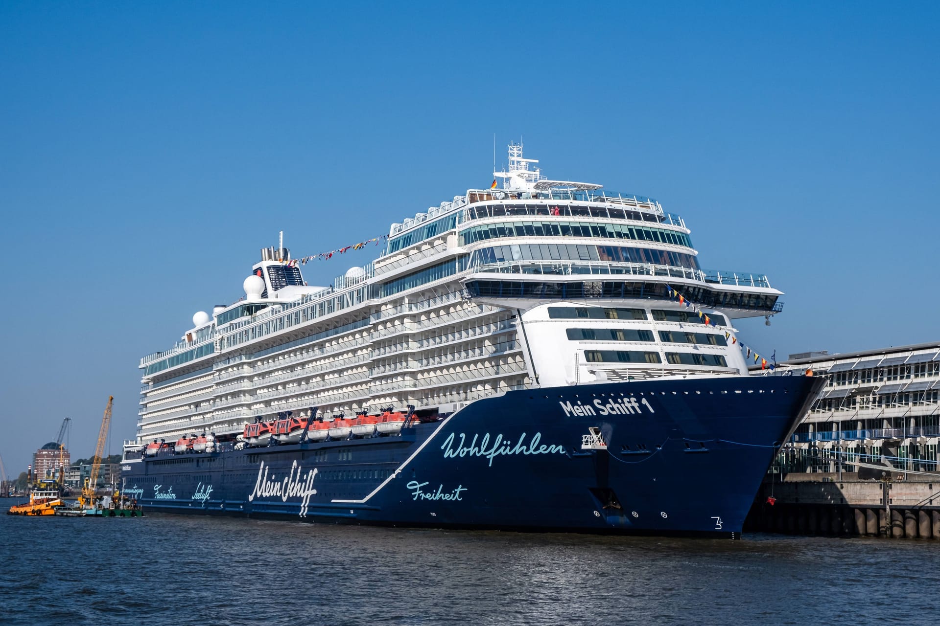 Das Kreuzfahrtschiff "Mein Schiff 1" in Hamburg (Archivbild): Nach dem Gästewechsel legte das Schiff wieder ab und steuert nun Richtung Nordeuropa.