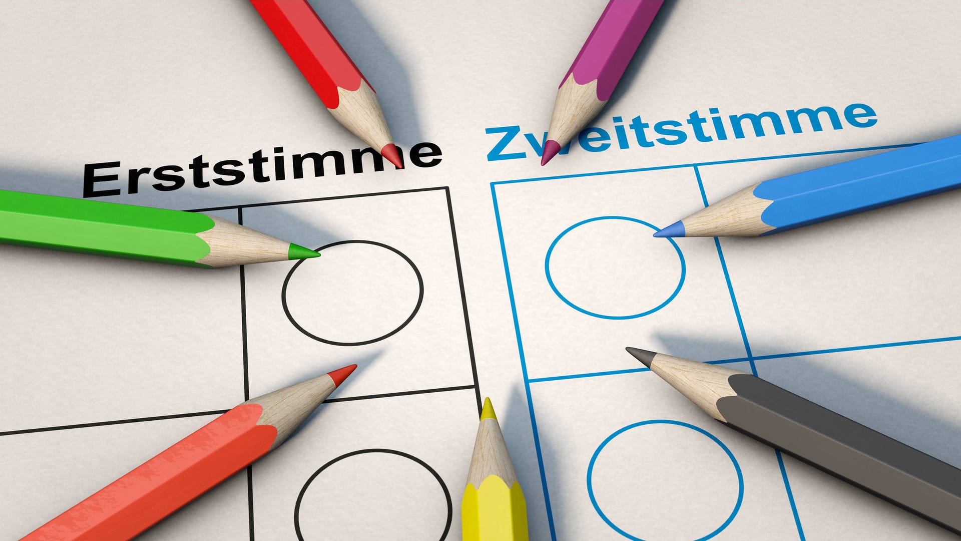 Stimmzettel mit bunten Stiften (Symbolbild): Wenn Niedersachsen den nächsten Landtag wählt, könnte Braunschweig einen Wahlkreis weniger haben.