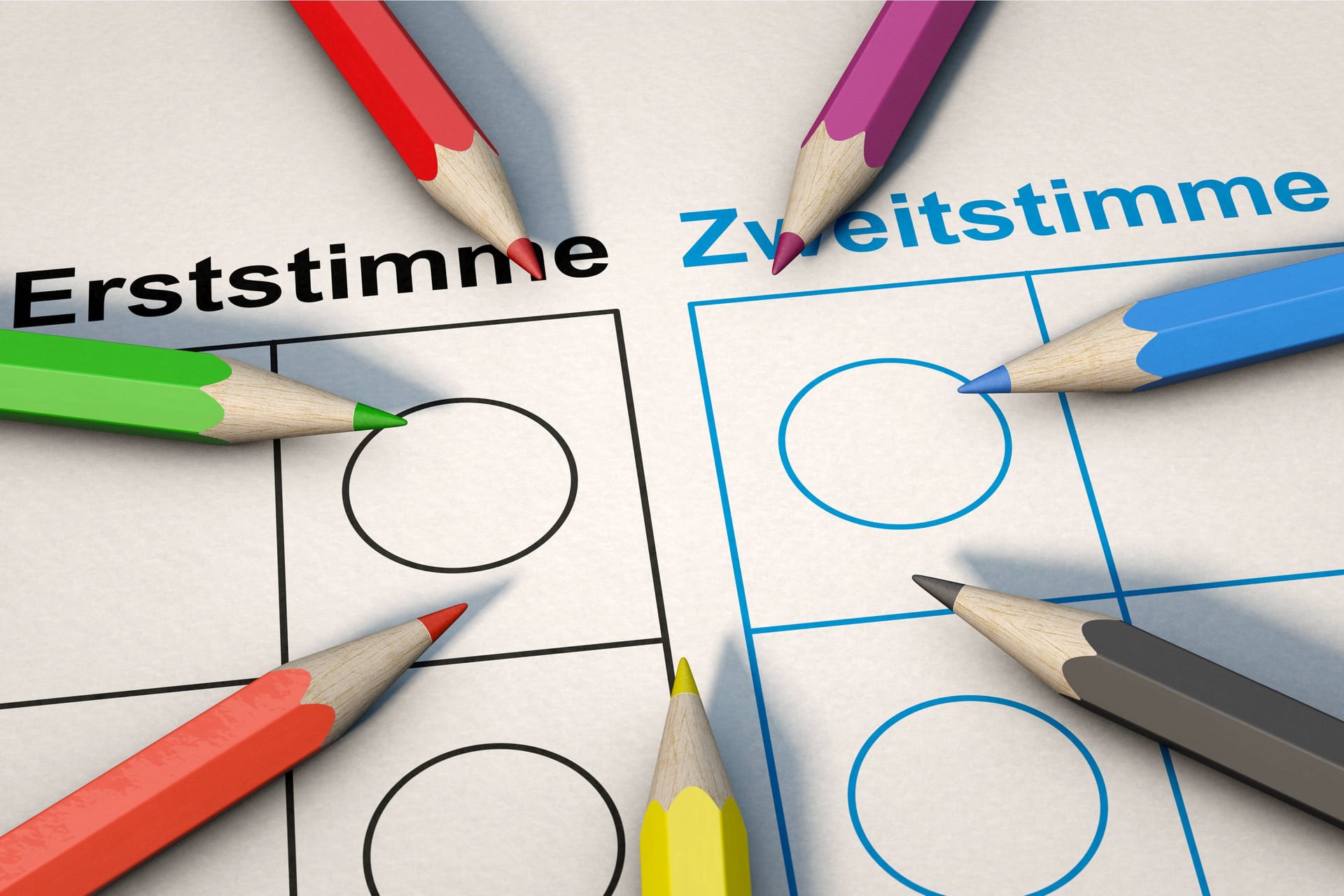 Stimmzettel mit bunten Stiften (Symbolbild): Wenn Niedersachsen den nächsten Landtag wählt, könnte Braunschweig einen Wahlkreis weniger haben.