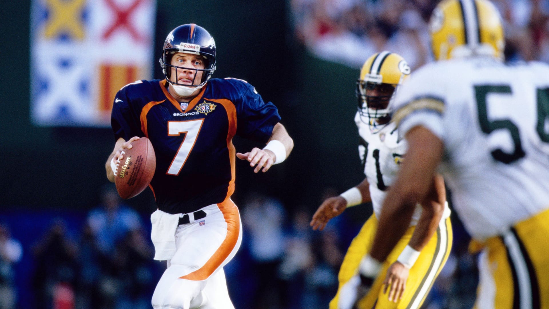 John Elway Ende der 1990er Jahre als Quarterback der Denver Broncos.