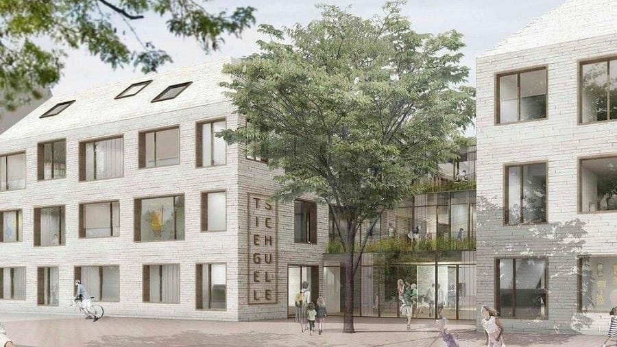 Animation der neuen Tiegelschule: Die inklusive Ganztagseinrichtung soll 2026 öffnen.