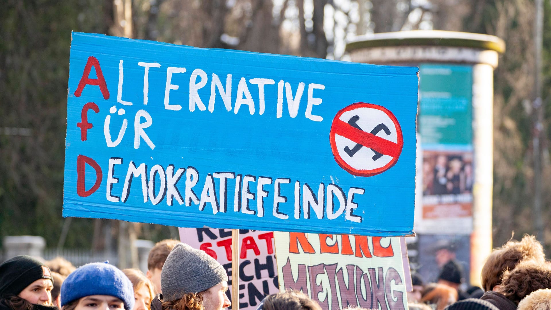Teilnehmer bei einer Demo gegen die AfD in München (Archivbild):