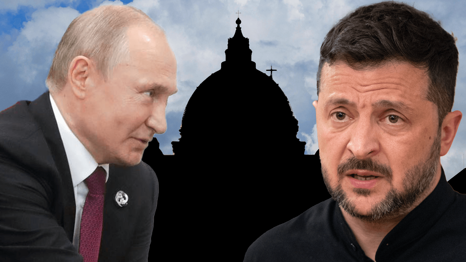 Putin und Selenskyj vor dem Petersdom (Montage): Kommt ein historisches Treffen?