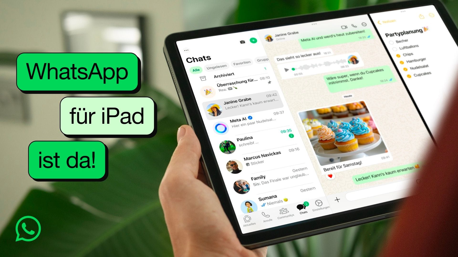 WhatsApp unterstützt alle iPad-Funktionen wie den Stage Manager und Split View.
