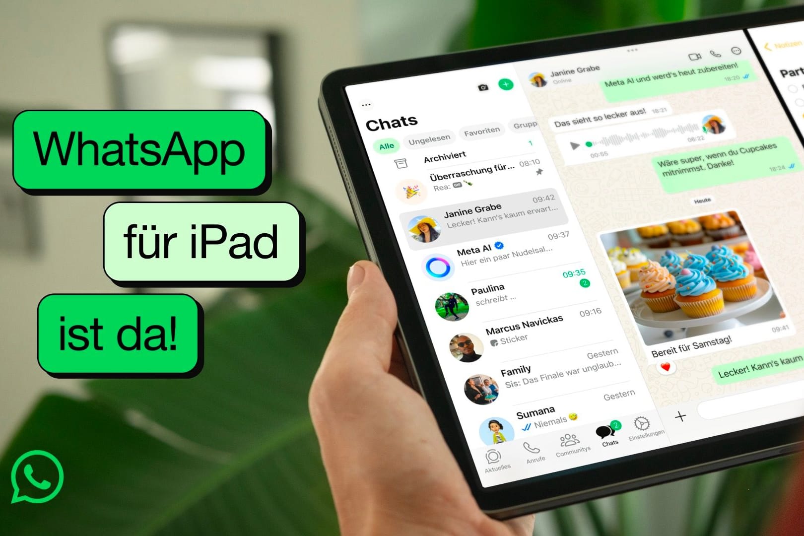 WhatsApp unterstützt alle iPad-Funktionen wie den Stage Manager und Split View.