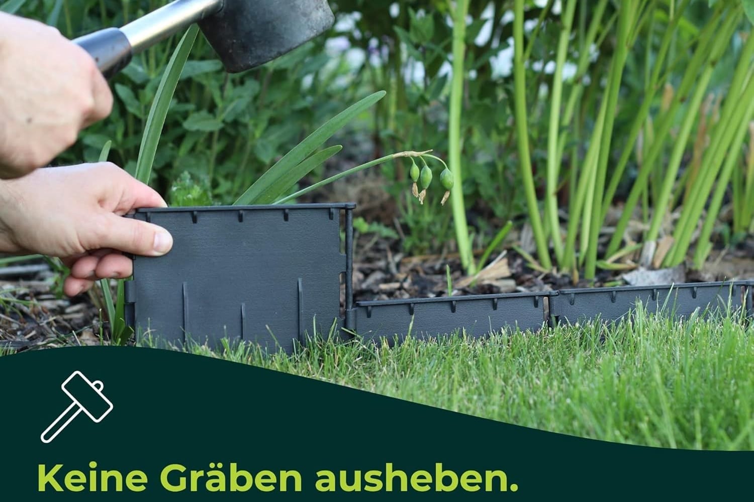 Das Beet ist bepflanzt, doch der Abschluss fehlt? Eine Rasenkante kann Abhilfe schaffen.